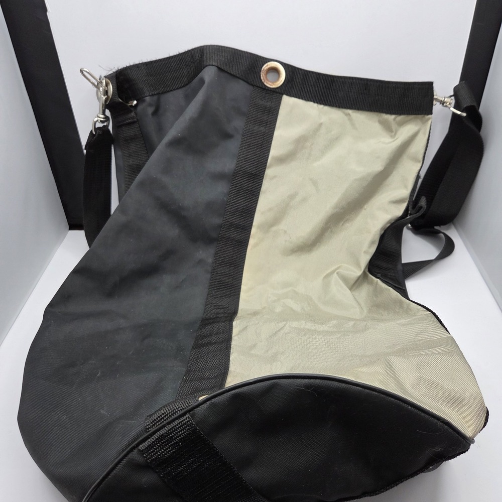 Large Canvas Tote Bag Black Tan Utility Carry Shoulder Strap Travel Gear